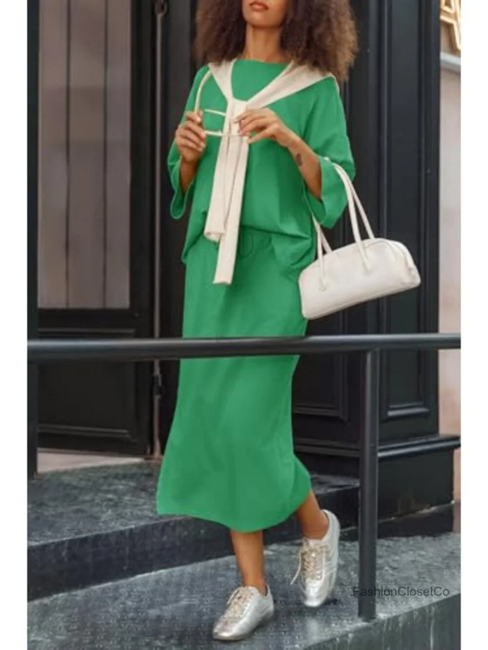 2 Piece Skirt Set Oversized 3/4 Sleeve Top and Maxi Skirt Matching Outfits